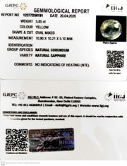5.85/CT Natural Yellow Sapphire With Govt Lab Certificate-12377D50191